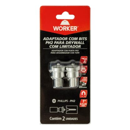 Bits PH2 com Limitador para Drywall 1" Worker — 2 peças
